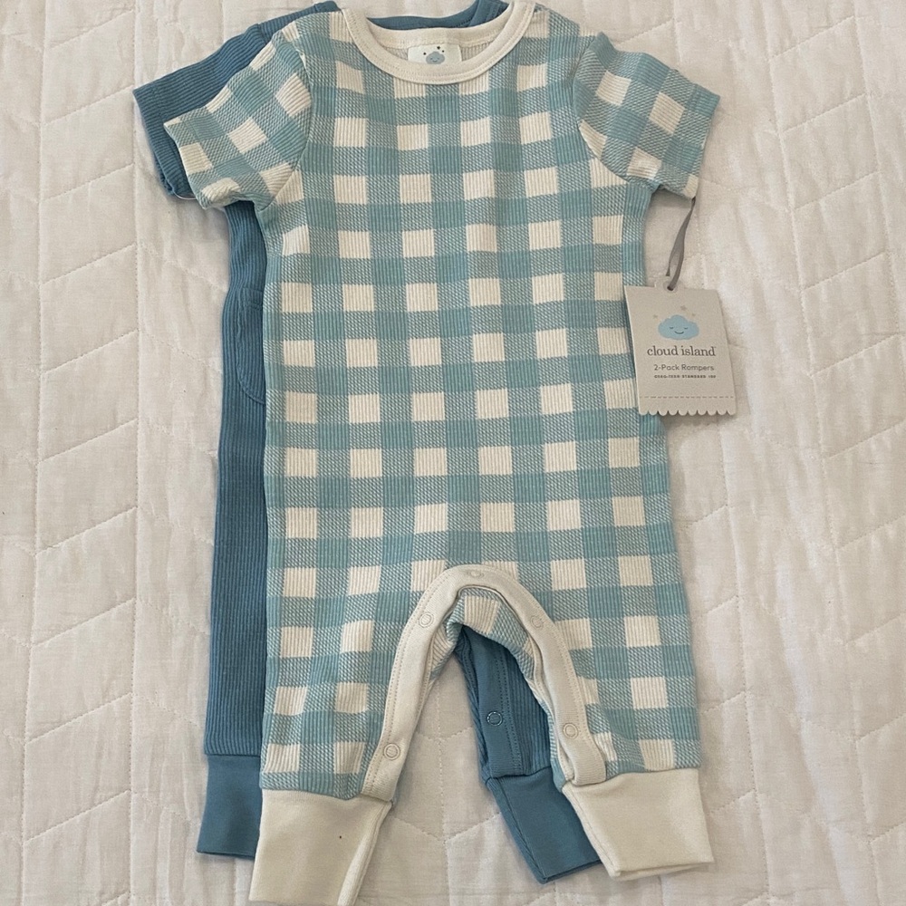 Cloud Island 2-pack short sleeve rompers